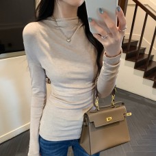 Elegant Tencel High Neck Slim Fit Long Sleeve Inner Top Elegant Tencel High Neck Slim Fit Long Sleeve Inner Top