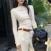 Elegant Tencel High Neck Slim Fit Long Sleeve Inner Top Elegant Tencel High Neck Slim Fit Long Sleeve Inner Top