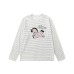 Round Neck Long Sleeve Striped T-Shirt Women's Horse Year Limited Print Top 