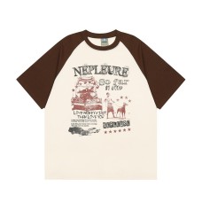 Campus Style Shoulder Sleeve Short Sleeve T-Shirt  Unisex Loose Fit Half Sleeve