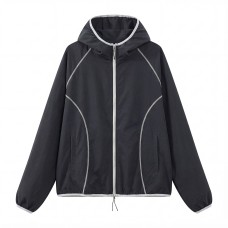 Color-Blocking Hooded Windbreaker Jacket Casual Training Sport Cardigan
