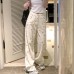 White High-Waisted Straight Leg Jeans for Women, Bear Print, Flowy Wide Leg, Casual, Slimming, Long Pants