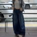Retro Washed Knife-Edge High Street Wide Leg Jeans for Women, Loose Fit, Tummy Concealing, Slimming Straight Leg, Floor-Length Pants
