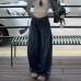 Retro Washed Knife-Edge High Street Wide Leg Jeans for Women, Loose Fit, Tummy Concealing, Slimming Straight Leg, Floor-Length Pants
