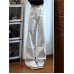 White Small Flower Print Denim Pants High Waist Loose Slim Straight Leg Floor-Length Pants Cotton