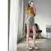Denim Skirt Women's High-Waisted A-Line Bodycon Short Skirt for Petite Figures