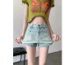 Denim Skirt Women's High-Waisted A-Line Bodycon Short Skirt for Petite Figures