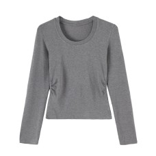 Chic Unique U-Neck Long Sleeve Basic Tee for Women