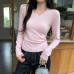 Chic Unique U-Neck Long Sleeve Basic Tee for Women