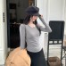 Chic Unique U-Neck Long Sleeve Basic Tee for Women