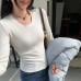 Chic Unique U-Neck Long Sleeve Basic Tee for Women
