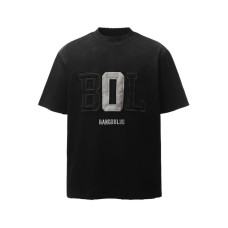 Embroidered short sleeves with letter stickers