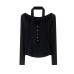 Choker Neck False Two-Piece Design Long Sleeve Inner Top for Women Choker Neck False Two-Piece Design Long Sleeve Inner Top for Women
