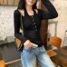 Choker Neck False Two-Piece Design Long Sleeve Inner Top for Women Choker Neck False Two-Piece Design Long Sleeve Inner Top for Women