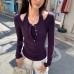 Choker Neck False Two-Piece Design Long Sleeve Inner Top for Women Choker Neck False Two-Piece Design Long Sleeve Inner Top for Women