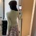 Elegant Simple Lyocell Tencel Wool Blend Semi-High Neck Long Sleeve