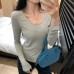 Soft Touch Lyocell Tencel Wool U-Neck Inner Layer Top Tee