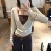 Stylish Exclusive Deep V-Neck Long Sleeve Tunic Top