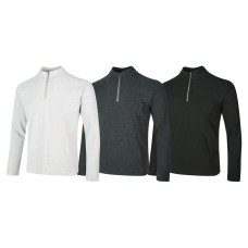 Solid color half zipper long sleeved T-shirt