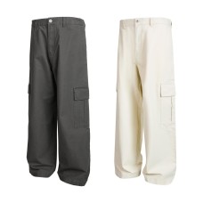 Retro washed large pocket vintage casual pants