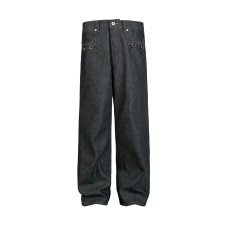 Autumn and Winter Original Cow's Horseshoe Button Micro Pull Jeans