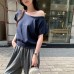 Sexy One-Shoulder Off-Shoulder Fitted White Short Sleeve T-Shirt