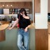 Sexy One-Shoulder Off-Shoulder Fitted White Short Sleeve T-Shirt