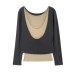 Strapless Tank Top with Mock Two-Piece Design