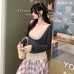 Strapless Tank Top with Mock Two-Piece Design