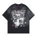 Rock and roll cartoon print spray dyed and used short sleeves
