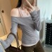 Irregular Color-blocked Mock Two-piece Slimming Basic Tee