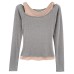 Irregular Color-blocked Mock Two-piece Slimming Basic Tee