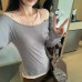 Irregular Color-blocked Mock Two-piece Slimming Basic Tee