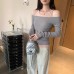 Irregular Color-blocked Mock Two-piece Slimming Basic Tee