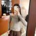 Pure Purple Asymmetrical Off-Shoulder Long Sleeve Inner Layer Top