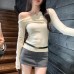 Pure Purple Asymmetrical Off-Shoulder Long Sleeve Inner Layer Top