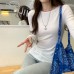 Design Sense Lace Splicing Round Neck Long Sleeve T-Shirt Design Sense Lace Splicing Round Neck Long Sleeve T-Shirt