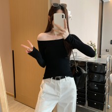 Unique Asymmetrical Shoulder Sexy Long Sleeve T-Shirt