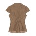 Retro checkered short sleeved shirt for women