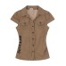 Retro checkered short sleeved shirt for women