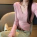 Sensual Unique Padded V-Neck Long Sleeve T-Shirt