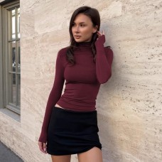 women's autumn new fashion elegant solid color mock neck slimming inner layer basic top women's autumn new fashion elegant solid color mock neck slimming inner layer basic top
