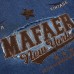 Embroidered lettering denim short sleeved fabric