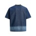 Embroidered lettering denim short sleeved fabric