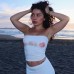 Women's Summer New ArrivalGirl Style Strapless One-Shoulder Printed Ultra-Short Crop Top with Exposed Belly Design