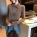 Striped Turn-down Collar Slim Fit Inner Layer T-shirt Striped Turn-down Collar Slim Fit Inner Layer T-shirt