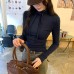 Chic Bow Tie Slim Fit Long Sleeve Knit T-Shirt