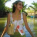 Style Women's Square Neck Sleeveless Buttoned Open Front Crop Top with Midriff Exposure