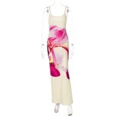 Printed Sleeveless Waist-Cinching Bodycon Dress Printed Sleeveless Waist-Cinching Bodycon Dress