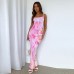 Printed Sleeveless Waist-Cinching Bodycon Dress